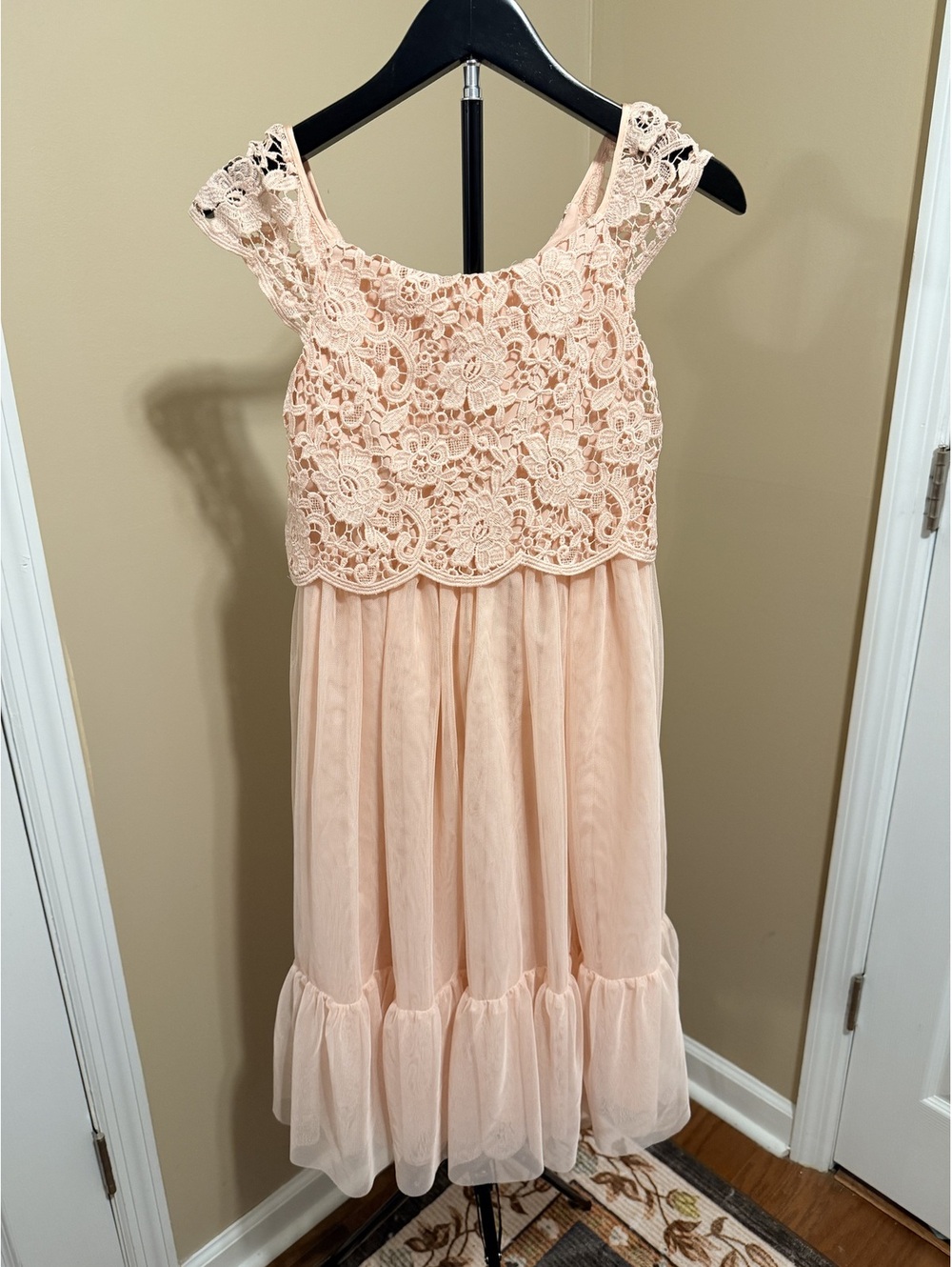 H&M Blush Lace Fit Flare Dress Girl's Size 10 Sleeveless